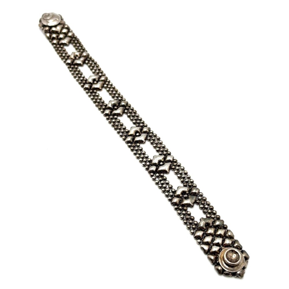 Sergio Gutierrez Liquid Metal Silver Woven Mesh Bracelet Diamond Accent 7.5"